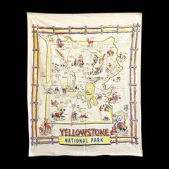 オールド マップ クロス　70×86cm　YELLOW STONE　タペストリー　マルチクロス
