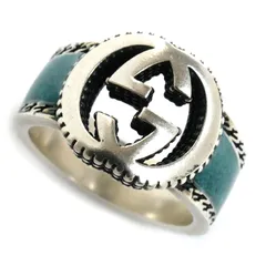 GUCCI グッチ シルバー925 エナメル インターロッキングG リング・指輪 11.5号 6.8g レディース 中古