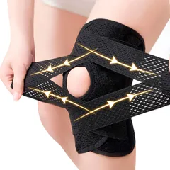 L 【柔道整復師推奨】RELAXEE 膝サポーター しっかり固定 薄手 スポーツ V字ベルト 膝パット 膝固定 メッシュ 蒸れない 高通気性 ランニング/登山/ゴルフ/日常生活 (L)