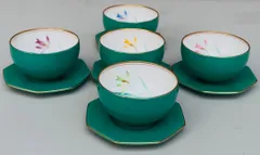 香蘭社 湯飲み 茶托 5客セット コウランシャ グリーン三越伊勢丹