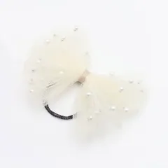 ☆ クリーム ☆ FREE ☆ シャシャリボンヘアゴム(2color) リボン 大きめ ヘアゴム キッズ ヘア ゴム 髪飾り 子供 子ども 子供用 女の子 卒園式 入学式 卒業式 ピアノ発表会 おしゃれ かわいい 結婚式 キラキラ パール フォーマル