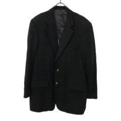 バーバリーロンドン 三陽商会 日本製 ウールブレンド チェック柄 テーラードジャケット AB7 ブラック BURBERRY LONDON サイドベンツ メンズ
