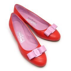 フェラガモ ヴァラ リボンパンプス 6.5 レッド×ピンク 極美品 