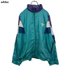 LO82《90s》アディダス ナイロンジャケット プリントロゴ 裏メッシュ 