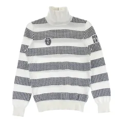 サイズ：0 PEARLY GATES パーリーゲイツ  タートルネック ニットセーター 千鳥 ボーダー柄 ホワイト系 [240101413251] ゴルフウェア レディース ストスト