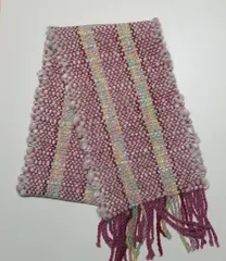 【希少…真綿(シルク)使用】手織りマフラー　ウール・シルク　　【一点物】