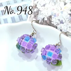 【再販】No.948　紫陽花⭐和菓子⭐ハンドメイドピアス⭐イヤリングに変更無料⭐