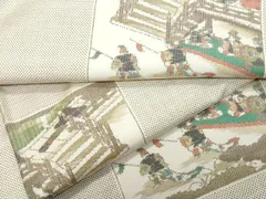 平和屋着物○本場大島紬 白大島 9マルキ 総絣 人物文 正絹 逸品