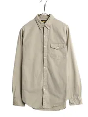 【お得なクーポン配布中!】 ラグビー ラルフローレン 3点留め 長袖 ボタンダウン シャツ メンズ S / ポロ 長袖シャツ コットン ヘビーウェイト 無地 カーキ ベージュ