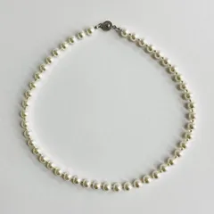 【再販】ガラスパールとビーズのスタンダードネックレスM/8mm約45cm/ホワイトクリーム/日本製