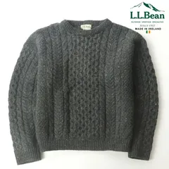 美品 アイルランド製 L.L.Bean エルエルビーン アランニット ネップ入り フィッシャーマンセーター グレー JP:XL クルーネック 長袖 -  メルカリ