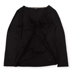 BURBERRY LONDON バーバリー Vネック デザイン Tシャツ カットソー 2/ダークブラウン レディース