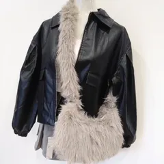 【即納】2WAYファーショルダーハンドバッグ