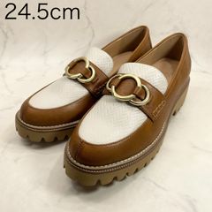 【新品 訳あり】イング　リングビット厚底ローファー　24.5㎝　ブラウン