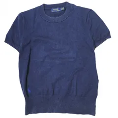 Polo Ralph Lauren 半袖ニット XS 青 新色 ポロラルフローレン ポニー半袖コットンケーブルニット