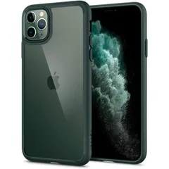 Spigen iPhone11Pro ケース 背面クリア 耐衝撃 カメラ保護 ワイヤレス充電 ACS00417 ミッドナイトグリーン