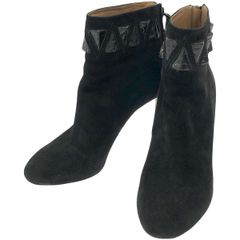 ALAIA アライア レザー切替スウェードバックジップブーツ ブラック 36