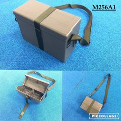 【米軍放出品】☆未使用品 M256A1ケースのみ 化学薬品検知器キット用ケース ショルダーストラップ付 グレー W7.5×H12.5×D17cm(60)☆