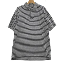 90's CHAPS RALPH LAUREN 90年代 チャップス ラルフローレン ボーダー ヴィンテージ 半袖 ポロシャツ ワンポイント刺繍 オーバーサイズ　ビッグサイズ パキスタン製 Lサイズ グレー ブラック