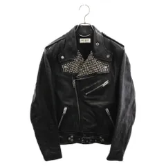 未使用級 サンローランパリ スタジャン 羊革 切替 HEAVEN 黒