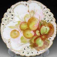 ニンフェンブルク 金彩果物絵 プレート 21cm 1895年 アンティーク (d)
