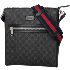 グッチ GUCCI GG柄 ショルダーバッグ GGスプリーム シェリーライン ウェブ ショルダーバッグ コーティングキャンバス ブラック 474137 メンズ 【中古】