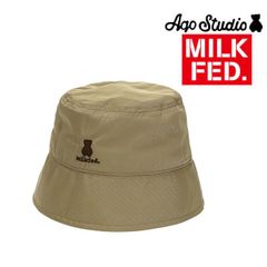 帽子 バケットハット ミルクフェド アコスタジオ MILKFED x AQO STUDIOS BUCKET HAT 103241051009 ブランド アコベア レディース ハット 日よけ つば  ぼうし 可愛い おしゃれ 韓国 コラボ ベージュ 茶系 バケハ