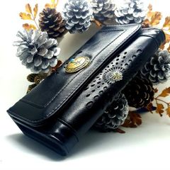 新品 送料込み カスタムDIY ターコイズコンチョ クラフ トPU レザー 長財布 ブラック