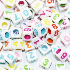 レタービーズ 数字 白地 カラー文字 ６ｍｍキューブ プラビーズ ２０グラム入りミックスパック Mix SU2