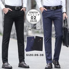 ゴルフパンツ メンズ ビジネスパンツ スキニーパンツ スラックス チェック柄 ストレッチ ビジネス スリム 通勤 男性用 紳士用 大きいサイズ 3hQ2217