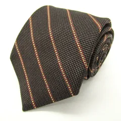 フェアファクス ブランド ネクタイ シルク ストライプ柄 ハンドメイド PO メンズ ブラウン FAIRFAX 【中古】