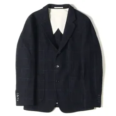 美品 BEAMS ビームス ジャケット HARRIS TWEED ハリスツイード ウール 3B テーラードジャケット チェック ネイビー 紺 S ブレザー 日本製 オフィス カジュアル ブランドのサムネイル