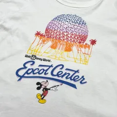 80年代 USA製 WALT DISNEY WORLD Mickey Mouse Epcot Center ウォルトディズニー ミッキーマウス キャラクタープリントTシャツ エプコットセンター レディースM 