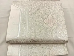 平和屋着物◎六通柄袋帯　唐織　亀甲花文　銀糸　正絹　逸品　BAAR4861ct