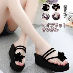 レディース サンダル ハイヒール 6.5cm プラット スリッパ 花柄 ビーチサンダル 厚底 カジュアル おしゃれ 歩きやすい