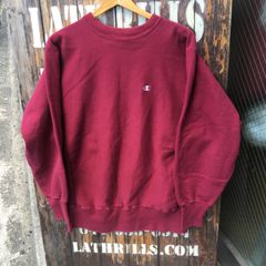 90's Mexico製 トリコタグ Champion チャンピオン リバースウィーブ 目つき 無地 スウェット エンジ◆Size:US-L