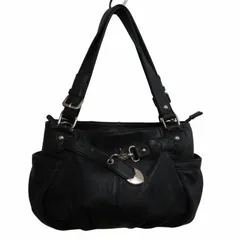 ミッシェルクラン MICHEL KLEIN ハンドバッグ フェイクレザー ベルトモチーフ シルバー金具 黒 ブラック 0502 ■GY14のサムネイル