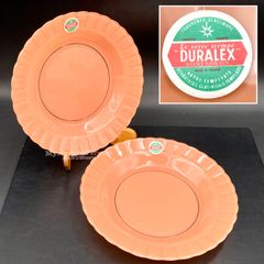 MZ684) Vintage DURALEX Deadstock プレート オレンジ 2点 セット 現状品