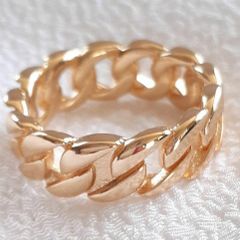 レディース メタリック goldチェーンリング 約13-14号
