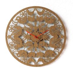 壁掛け時計 掛け時計 おしゃれ 木製 鳥 かわいい 可愛い 文字盤なし ナチュラル 40cm Woodウォールクロック
