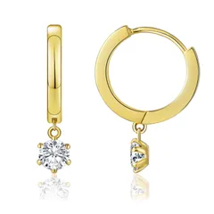 【人気商品】男女兼用 シンプル 揺れる ラウンドフープ CZダイヤ 2サイズ 14金メッキ 金属アレルギー対応 ドロップピアス 両耳 リングぴあす 幅15mm 一粒ジルコニア シルバーピアス レディース フープピアス KRKC&CO