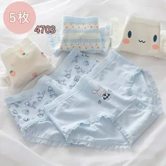 ☆SALE【5枚セット】お得 大人気 可愛いデザイン ショーツセット★送料無料 綿100% 抗菌防臭 高通気 ふわふわ肌触り 女性用 学生 10代 20代 下着 パンツセット [THEOPHEMIA]　4703