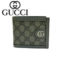 【未使用品】GUCCI グッチ 二つ折り財布 597609 ブラック　メンズウォレット