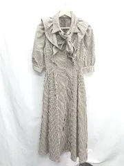 ◇ ⊂◎ WILLSELECTION ウィルセレクション チェック柄 半袖 ロング ワンピース サイズF ブラウン レディース E  【1412260011235】