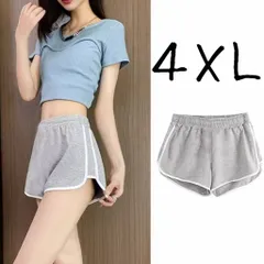 ハーフパンツ　４ＸＬ グレー　ビッグサイズ　レディースパンツ　部屋着　パジャマ　ランニングパンツ　ヨガウェア　ショーツ　韓国人気　ルームパンツ　ラインパンツ　体型カバー　レギンス　ジム　短パン　フィットネス
