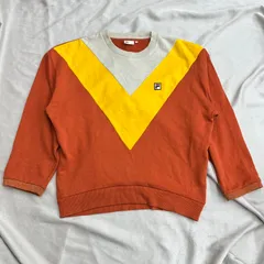 FILA × E hyphen world gallery コラボ　トレーナー　レディース　フリーサイズ　オレンジ　黄色　ベージュ　刺繍ロゴ　イーハイフン　スウェット