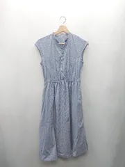 ◇ ⊂◎ ROPE PICNIC ロペピクニック ストライプ柄 ノースリーブ 膝丈 ワンピース サイズ38 ライトブルー レディース E  【1410290071458】