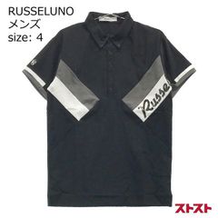 新品　ラッセルノ　ポロシャツ　半袖　ルチャ　ブラック　ボックスロゴ　サイズ4 新品 ラッセルノ モックネック 半袖シャツ カットソー ルチャ サイズ4