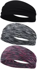 新品 AOIIWER ヘッドバンド 汗止め ヘアバンド 3本セット スポーツターバン スポーツ用 薄型 メンズ 伸縮性 通気性あり 軽柔速乾 髪留めらかい ランニング ヨガ ジム 筋トレ アスレチック 洗顔用 男女兼用 (ブラック+ストライプグレー+ストライプ