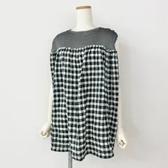 35c14 me ISSEY MIYAKE ミー イッセイミヤケ MI33FK411 ノースリーブ 切替 チュニック トップス カットソー チェック柄 グレー ストレッチのサムネイル